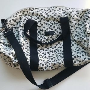 Sabre Abstract Print Canvas Black and White Duffle Shoulder Bag